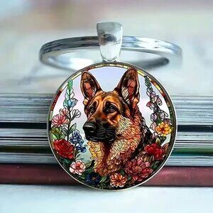 Stainless Steel GERMAN SHEPHERD Keyring Keychain Accessory